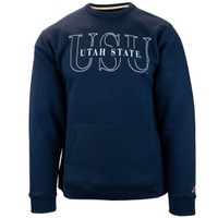 Utah state large print with pockets navy unisex crewneck sweatshirt